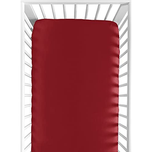 Sweet Jojo Designs Solid Red Baby or Toddler Fitted Crib Sheet for Baseball Patch Sports Collection