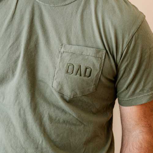 Embroidered Pocket Comfort Colors Tee - Tone on Tone - DAD | Father's Day Gift | Dad Life | Gift For Dad | Men's Custom Shirt | Men's