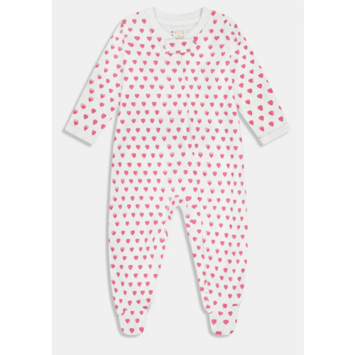 Infant Hearts Zipper Footie, Pink (0-3)