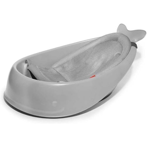Skip Hop Moby Smart Sling 3-Stage Baby Bath Tub, Grey - Adjustable Infant to Toddler Bath Seat - Newborn Bath Support - Comfortable Baby Bathtub with Drain Plug and Hook