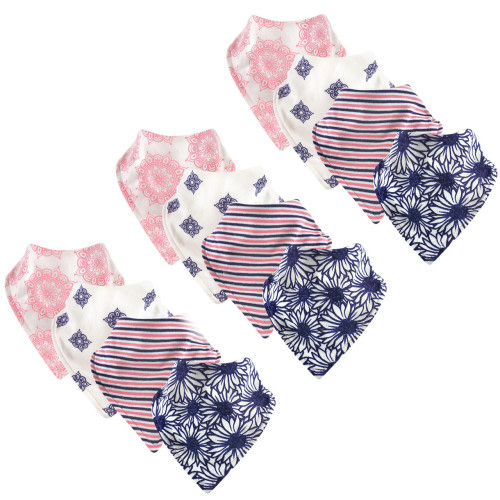 Touched by Nature Organic Cotton Bandana Bibs, 12-Pack, Daisy