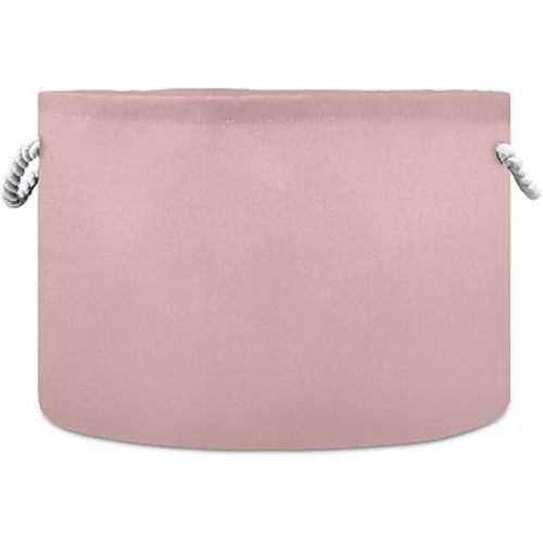 Canvas Storage Bins Pink Baby Laundry Basket Nursery Hamper Round Toy Storage Basket with Handle for Kids Pink