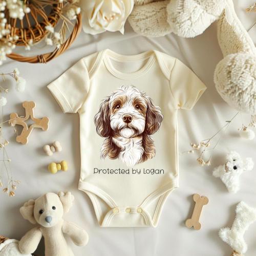 Protected by Bernedoodle Dog Kahlua Baby Bodysuit