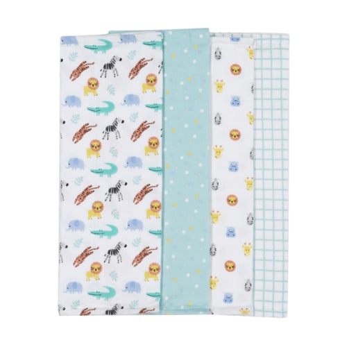 4 Pack Organic Cotton Burping Cloths - Anko