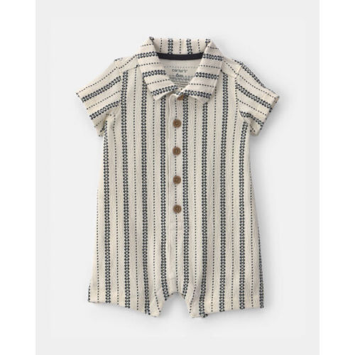 Baby Boy Striped Short-Sleeve Romper - Black/Ivory | Carter's