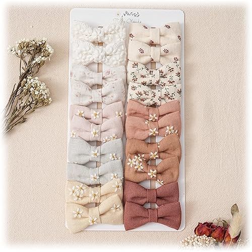 Fancy Clouds Baby Hair Clips with Bows for Girls,20pc Handmade Fully Lined Hair Barrettes,Hair Accessories for All Age Girls Toddlers Infants kids Gifts
