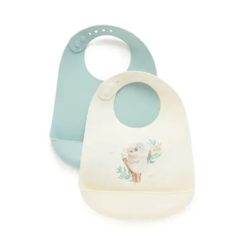 Purebaby Silicone Feeding Bib 2 Pack - Koala Hug | Baby Bunting AU