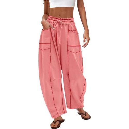 Nirovien Womens Barrel Sweatpants Baggy Wide Leg Lounge Pants