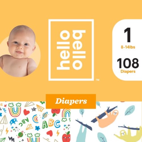 Hello Bello Diapers Club Box - Sleepy Sloths & Doodles, 1, 108