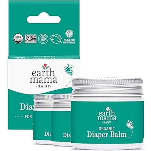 Earth Mama Organic Diaper Balm 2-Ounce | Diaper Cream for Baby | EWG Verified, Petroleum & Artificial Fragrance-Free with Calendula for Sensitive Skin (3-Pack)