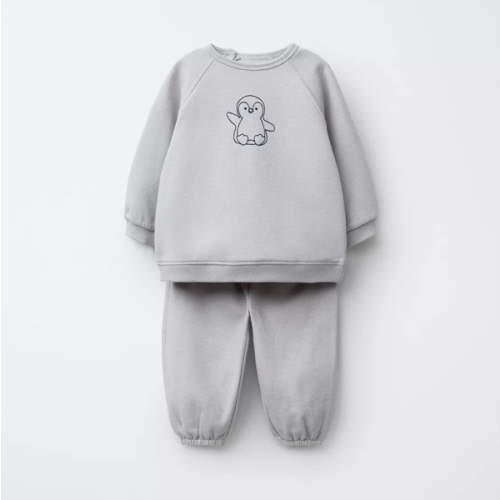 EMBROIDERED PENGUIN SWEATSHIRT AND JOGGER PANTS SET - Pearl gray | ZARA United States