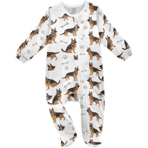 Dussdil Dog Pup Baby One-Piece Footies Newborn Rompers Pajamas Cotton Footed Pjs for Sleep Play Boys Girls
