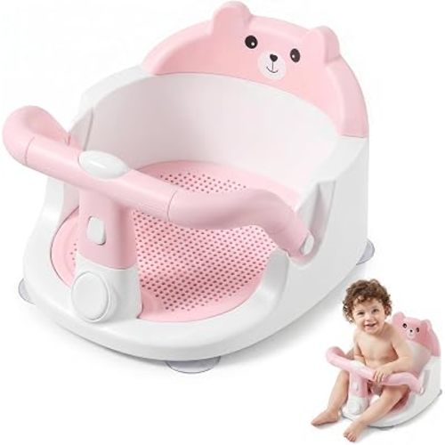 Baby Bath Seat for Babies 6 Months & Up, Toddler Bathtub Chair, Pink