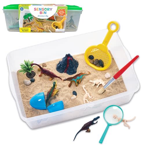 Creativity for Kids Sensory Bin: Dinosaur Dig - Toddler Sensory Toys, Sensory Bin Filler and Toddler Activities for Boys and Girls, Dinosaur Toys for Kids Ages 3-5+
