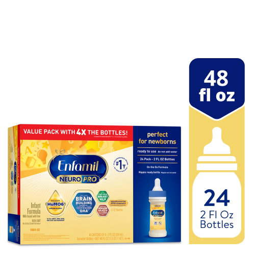 Enfamil NeuroPro Fórmula Líquida para Bebé, Beneficio MFGM* de 5 Años, Mezcla Exclusiva HuMO6 para el Sistema Inmunológico, Botella de 2 Fl Oz, Paquete de 24