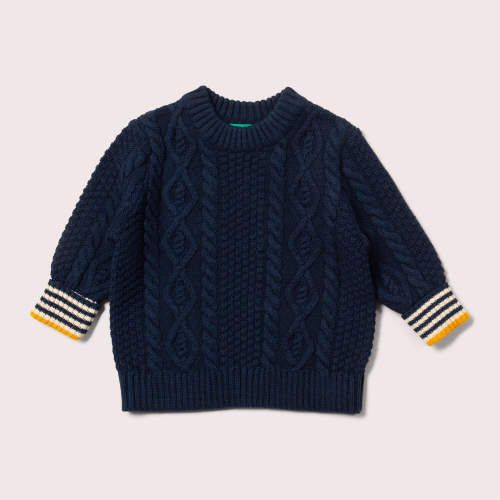 Navy Aran Knitted Jumper