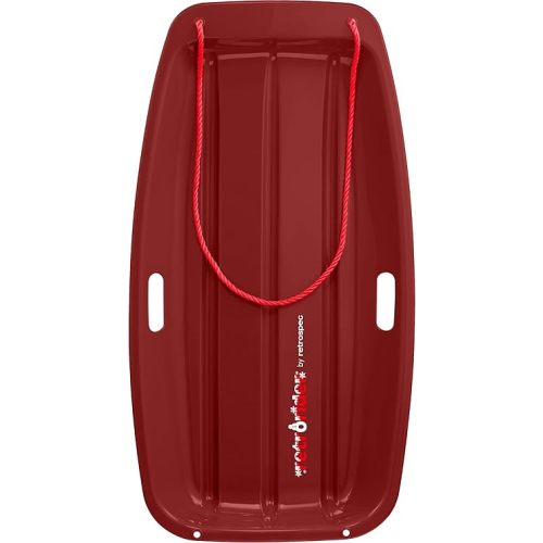 Retrospec Retrorider Plastic Snow Sled – Toboggan Style with Pull Rope, Cold-Resistant Coating, and Hard Bottom for Smooth Downhill Rides – Available for Kids and Adults