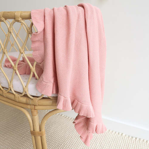 Rosa Ruffle Knit Organic Baby Blanket