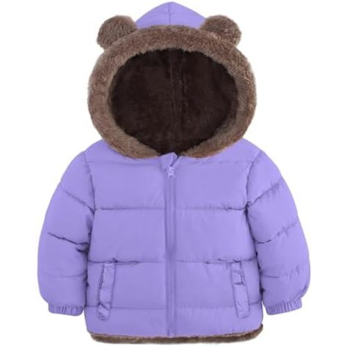 Enlifety 6M-5T Baby Toddler Winter Fleece Coat Boys Girls Cute Bear Ear Hooded Jackets with Pockets