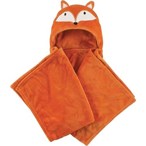 Hudson Baby Unisex Baby and Toddler Hooded Animal Face Plush Blanket, Orange Fox, One Size