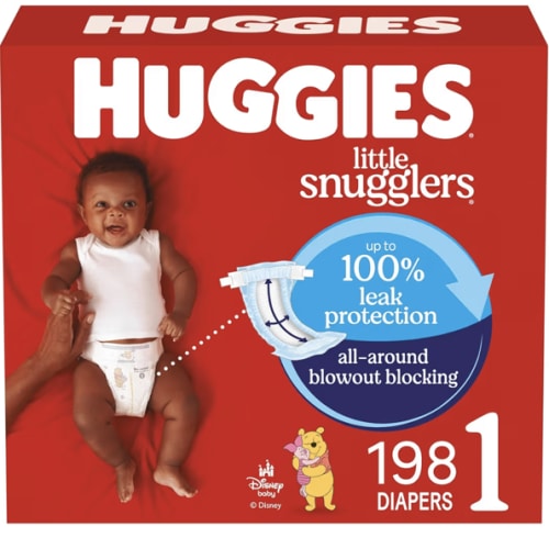 Huggies Size 1 Diapers, Little Snugglers Diapers, Size 1 (8-14 lbs), 198 Count (6 Packs of 33), Packaging May Vary