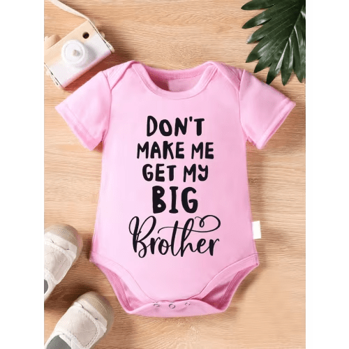 baby girl pink short sleeve romper dont make brother - Temu