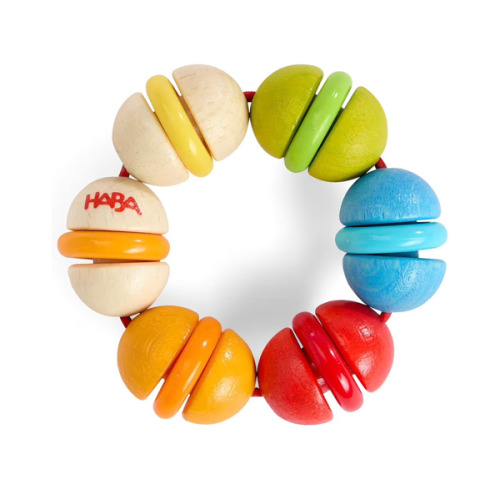 Amazon.com: HABA Rainbow Rattle Grasping & Baby Teether – Colorful Sensory Toys for Babies with Gentle Sound and Safe Finish for 6 Months+ : Toys & Games