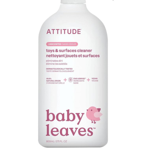 ATTITUDE Toy and Surface Cleaner, EWG Verified Multi-Surface Products, Vegan, Naturally Derived Multipurpose Cleaning Spray, Unscented, 27.1 Fl Oz