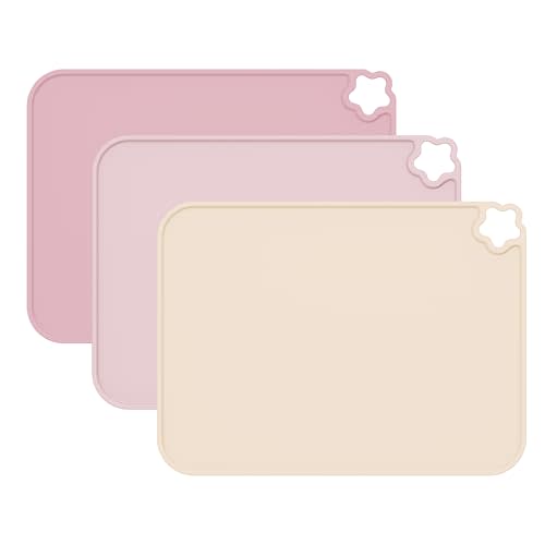 Silicone Placemat for Toddles Kids Non-Slip Reusable Portable Kids Placemats for Dinning Table Heat Resistant Placemats, Baby Placemat Stain Resistant Silicone Mat for Dining Table 3 Pack