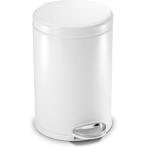 simplehuman 4.5 Liter Bathroom Trash Can, White Steel