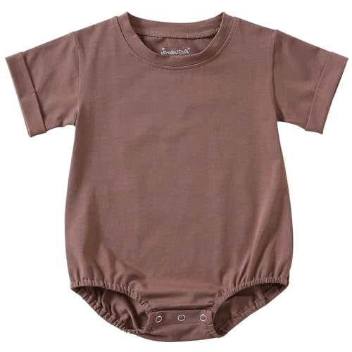 Jimonda Baby Bubble Romper Short Sleeve Bodysuit T-Shirt | 100% Cotton,Solid Color,Baby Summer Clothes,Button T-Shirt Outfits,Funny,Sliky Soft,Ultra Breathable, Gentle on skin,0-24 M