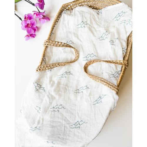 Simple Wave Swaddle - Organic Baby Swaddle | Ocean Nursery Decor – Coca + B.