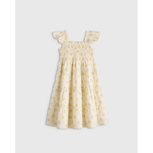 100% Organic Cotton Poplin Smocked Dress - Toddler Girl in Wisteria Floral