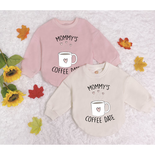 Mommy's Coffee Date Baby Romper Sweatshirt, Funny Baby Bodysuit, Coffee Lover Baby ,Newborn Outfit