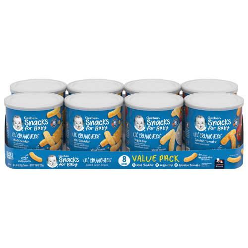 Gerber Lil' Crunchies Baked Grain Snack, Variety Pack, 1.48 oz., 8 ct.