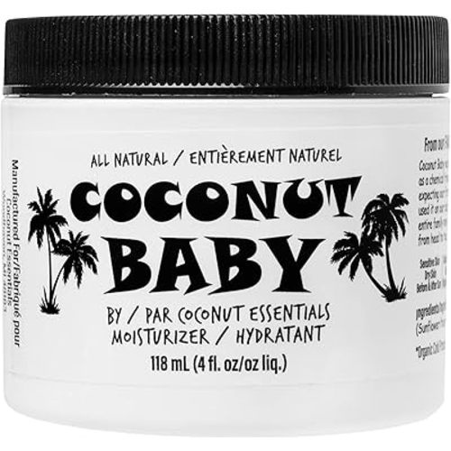 COCONUT BABY Oil for Hair & Skin - All Natural Moisturizer - Unscented baby oil, Massage, Sensitive Skin, Healthy Hair, with Sunflower and Grapeseed oils - 4fl oz | Coconut Essentials
