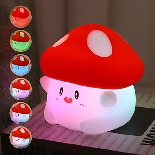 Mushroom Silicone Night Light for Kids - Color Changing Lamp with Soft Touch, USB Rechargeable, Long Battery Life & Touch Control - Cute Decorative LED Mushroom Light