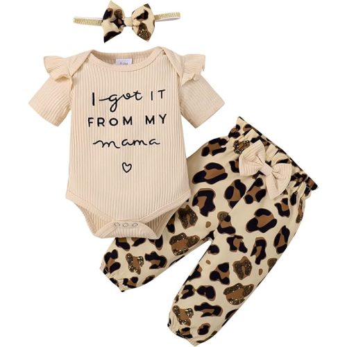 DISAUR Baby Girls Clothes Newborn Infant Baby Girls Outfit Long Sleeve Ruffle Romper Floral Pants Headband Sets 0-18 Months