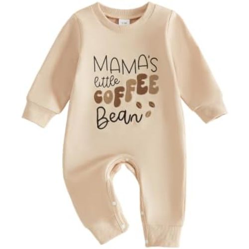Newborn Baby Boy Girl Fall Romper Mama's Little Coffee Bean Jumpsuit