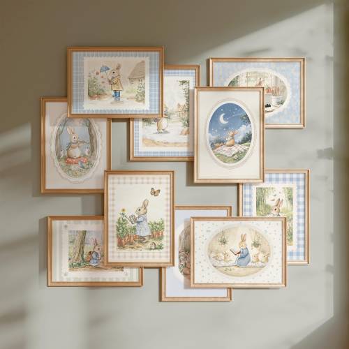 Beatrix Potter Inspired Vintage Art Print Bundle | Set of 20 Nursery Wall Art | Timeless Kids Room Decor | Classic Storybook Rabbit Prints