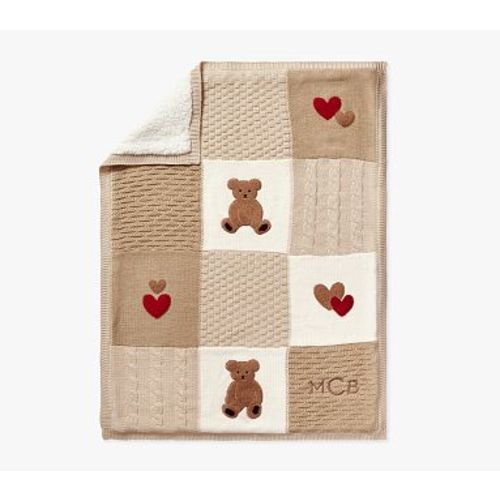 Teddy Bear Heirloom Baby Blanket , Taupe Multi
