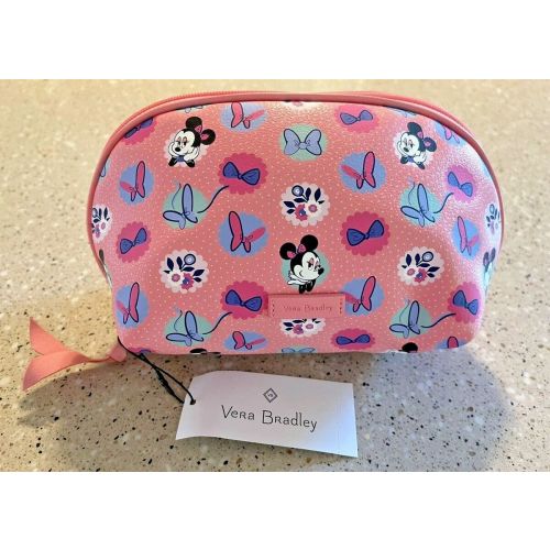 DISNEY VERA BRADLEY in MINNIE MOUSE GARDEN Dots Clamshell COSMETICS BAG