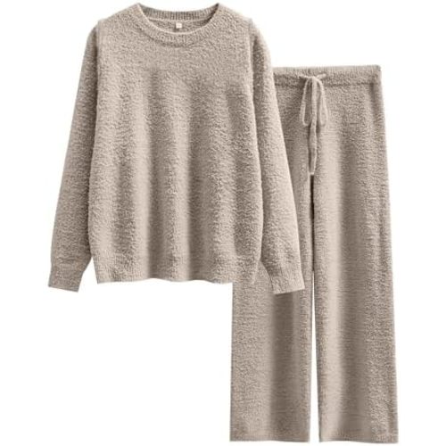 ANRABESS Lounge Sets for Women Fuzzy Fleece Pajama Set