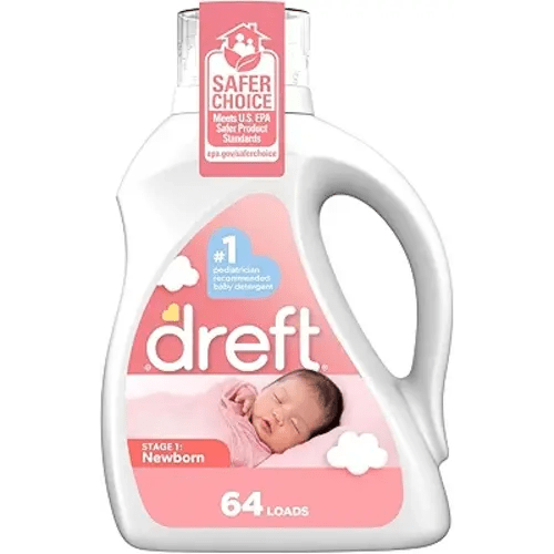 Dreft Stage 1: Newborn Hypoallergenic Liquid Baby Laundry Detergent (HE), Natural for Baby, Newborn, or Infant, 92 Oz (64 loads), Packaging may vary