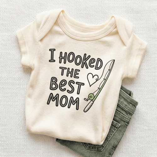 I Hooked The Best Mom Baby Onesie - Funny Fishing Bodysuit for Baby