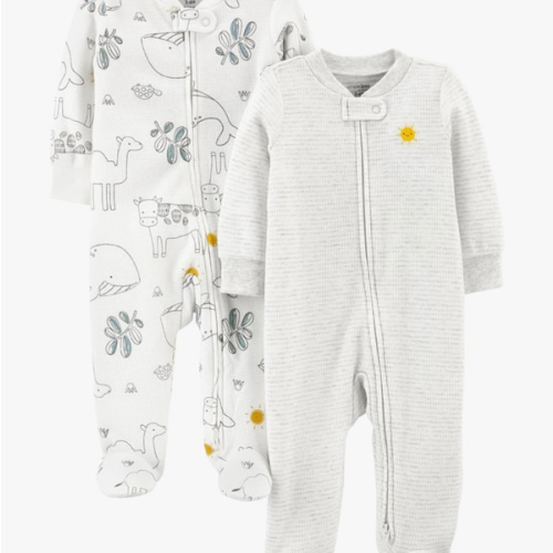 Simple Joys by Carter's unisex-baby 2-way Zip Thermal Footed Sleep and Play, Pack of 2
