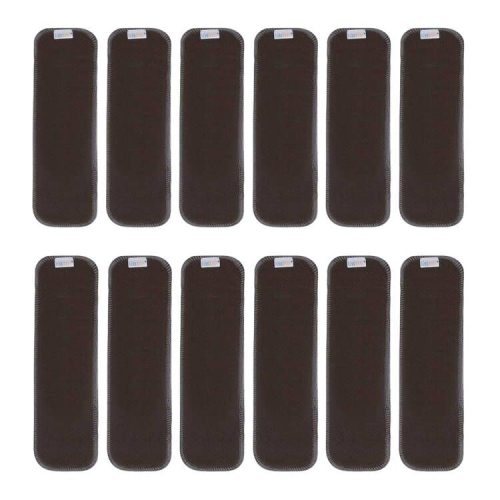 ALVABABY 12PCS Newborn Cloth Diaper Insert,5-Layer Charcoal Liner Reusable 12SZTN