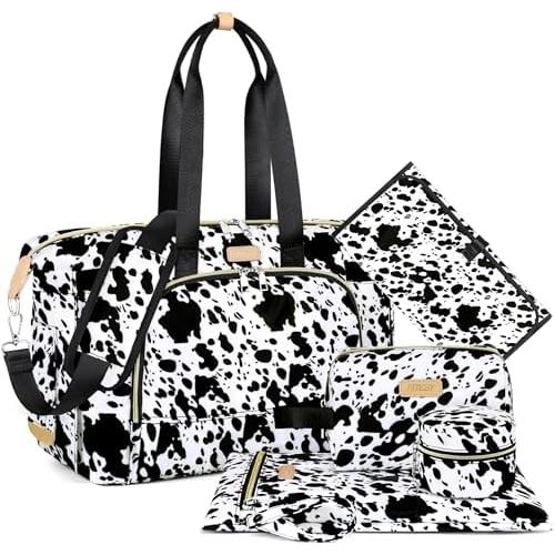 Diaper Bag Tote for Baby 7PCS, Large Mommy Bag with Portable Changing Pad