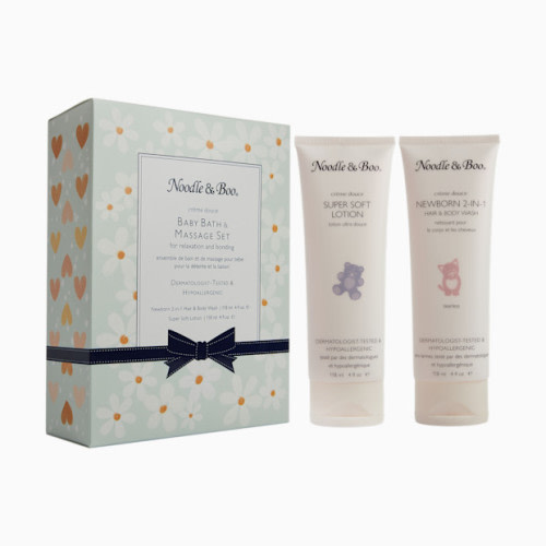 Baby Bath & Massage Set - Green Hearts & Daisies