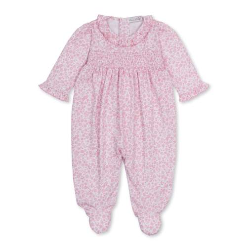 Fall Blooms Pink Smocked Footie